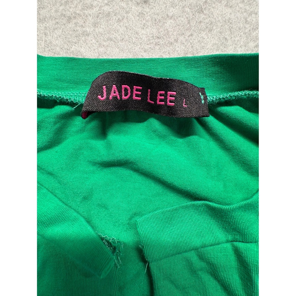 Jade Lee Green‎ Racer California Motorcycle Graphic Lace Up Crop Top Shirt Large - Picture 2 of 8